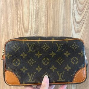 Auth LOUIS VUITTON Marly Dragonne PM Clutch Hand Bag Monogram Leather Vintage